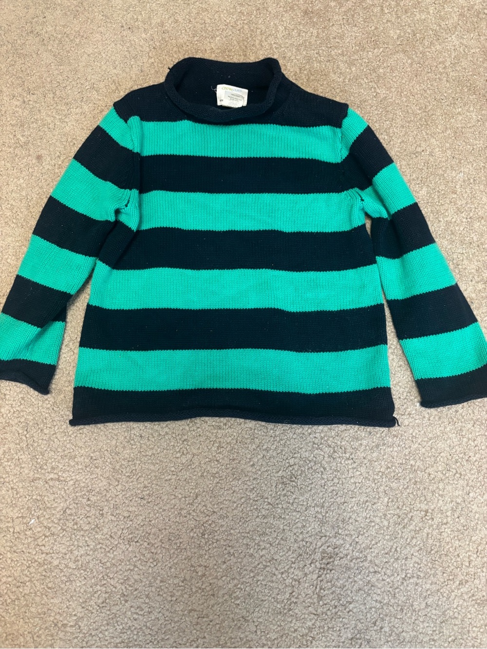 J. Crew Kids Rollneck  Green and Navy Sweater .